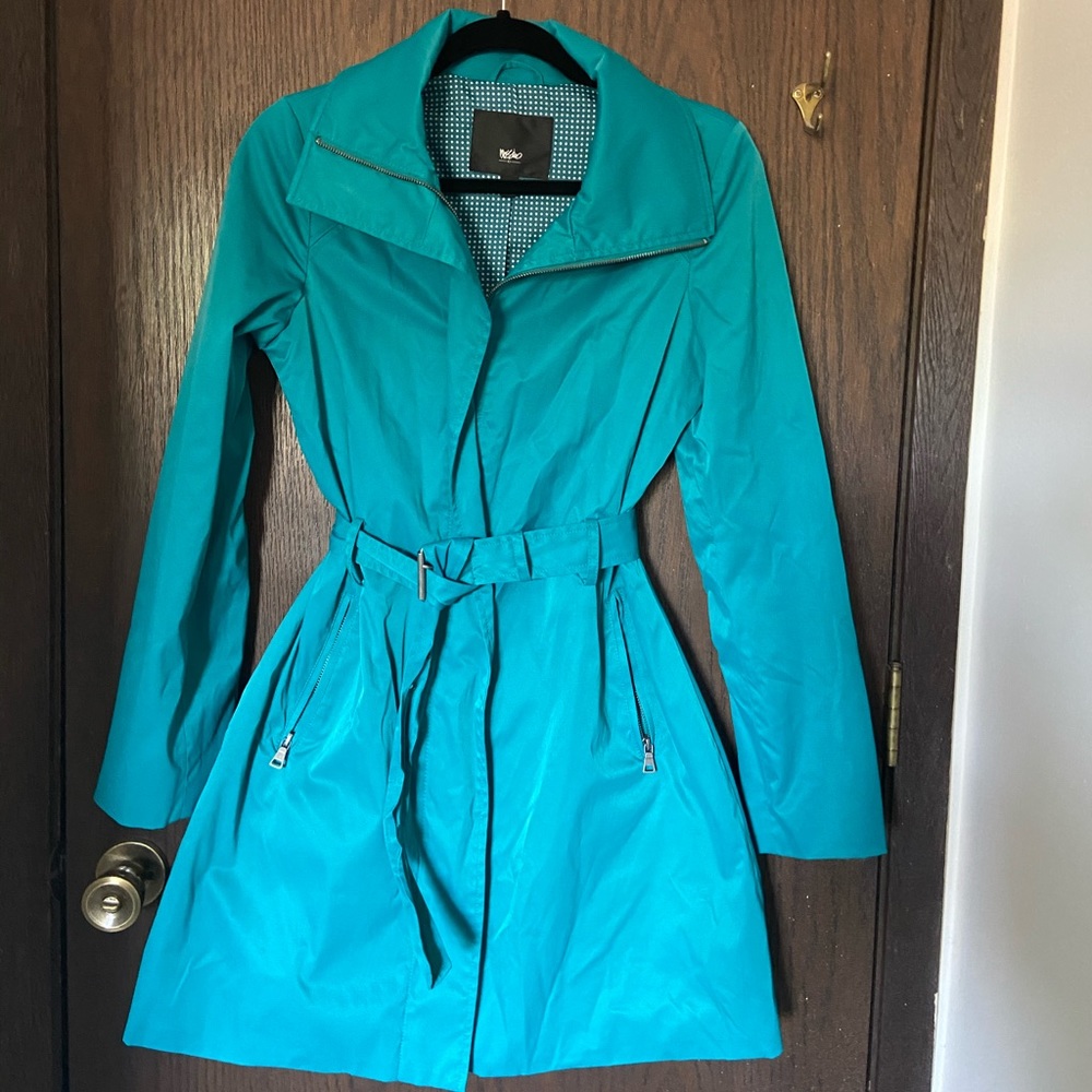 Mossimo cotton/nylon teal trench coat